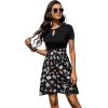 imageSweatyRocks Womens Graphic Short Sleeve Belted Mini Dress A Line Flared Skater DressesBlack Flower