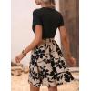 imageSweatyRocks Womens Graphic Short Sleeve Belted Mini Dress A Line Flared Skater DressesBlack Khaki Flower