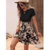 imageSweatyRocks Womens Graphic Short Sleeve Belted Mini Dress A Line Flared Skater DressesBlack Khaki Flower