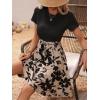 imageSweatyRocks Womens Graphic Short Sleeve Belted Mini Dress A Line Flared Skater DressesBlack Khaki Flower