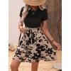 imageSweatyRocks Womens Graphic Short Sleeve Belted Mini Dress A Line Flared Skater DressesBlack Khaki Flower