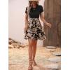 imageSweatyRocks Womens Graphic Short Sleeve Belted Mini Dress A Line Flared Skater DressesBlack Khaki Flower