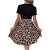 imageSweatyRocks Womens Graphic Short Sleeve Belted Mini Dress A Line Flared Skater DressesBlack Leopard