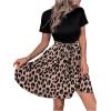 imageSweatyRocks Womens Graphic Short Sleeve Belted Mini Dress A Line Flared Skater DressesBlack Leopard