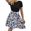 imageSweatyRocks Womens Graphic Short Sleeve Belted Mini Dress A Line Flared Skater DressesBlack Pink Blue