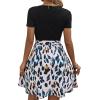 imageSweatyRocks Womens Graphic Short Sleeve Belted Mini Dress A Line Flared Skater DressesBlack Pink Blue