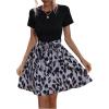 imageSweatyRocks Womens Graphic Short Sleeve Belted Mini Dress A Line Flared Skater DressesBlack Purple