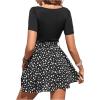 imageSweatyRocks Womens Graphic Short Sleeve Belted Mini Dress A Line Flared Skater DressesBlack White Flower