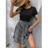 imageSweatyRocks Womens Graphic Short Sleeve Belted Mini Dress A Line Flared Skater DressesBlack White Print
