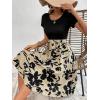 imageSweatyRocks Womens Graphic Short Sleeve Belted Mini Dress A Line Flared Skater DressesFloral Khaki Black