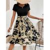 imageSweatyRocks Womens Graphic Short Sleeve Belted Mini Dress A Line Flared Skater DressesFloral Khaki Black