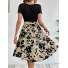 imageSweatyRocks Womens Graphic Short Sleeve Belted Mini Dress A Line Flared Skater DressesFloral Khaki Black