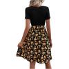 imageSweatyRocks Womens Graphic Short Sleeve Belted Mini Dress A Line Flared Skater DressesFloral Orange Black