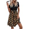 imageSweatyRocks Womens Graphic Short Sleeve Belted Mini Dress A Line Flared Skater DressesFloral Orange Black