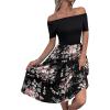 imageSweatyRocks Womens Graphic Short Sleeve Belted Mini Dress A Line Flared Skater DressesFlower Black