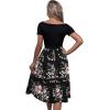 imageSweatyRocks Womens Graphic Short Sleeve Belted Mini Dress A Line Flared Skater DressesFlower Black