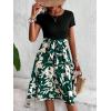 imageSweatyRocks Womens Graphic Short Sleeve Belted Mini Dress A Line Flared Skater DressesGreen Black White