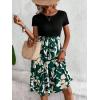 imageSweatyRocks Womens Graphic Short Sleeve Belted Mini Dress A Line Flared Skater DressesGreen Black White