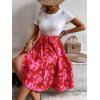 imageSweatyRocks Womens Graphic Short Sleeve Belted Mini Dress A Line Flared Skater DressesHot Pink Red
