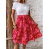 imageSweatyRocks Womens Graphic Short Sleeve Belted Mini Dress A Line Flared Skater DressesHot Pink Red