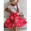 imageSweatyRocks Womens Graphic Short Sleeve Belted Mini Dress A Line Flared Skater DressesHot Pink Red