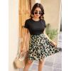 imageSweatyRocks Womens Graphic Short Sleeve Belted Mini Dress A Line Flared Skater DressesKhaki Black Green