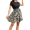 imageSweatyRocks Womens Graphic Short Sleeve Belted Mini Dress A Line Flared Skater DressesKhaki Black Green