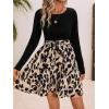 imageSweatyRocks Womens Graphic Short Sleeve Belted Mini Dress A Line Flared Skater DressesLeopard Long Sleeve