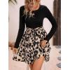 imageSweatyRocks Womens Graphic Short Sleeve Belted Mini Dress A Line Flared Skater DressesLeopard Long Sleeve