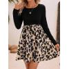 imageSweatyRocks Womens Graphic Short Sleeve Belted Mini Dress A Line Flared Skater DressesLeopard Long Sleeve