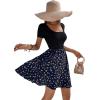 imageSweatyRocks Womens Graphic Short Sleeve Belted Mini Dress A Line Flared Skater DressesNavy Blue Black