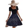 imageSweatyRocks Womens Graphic Short Sleeve Belted Mini Dress A Line Flared Skater DressesNavy Blue Black