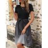 imageSweatyRocks Womens Graphic Short Sleeve Belted Mini Dress A Line Flared Skater DressesOmbre Black