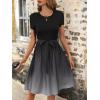 imageSweatyRocks Womens Graphic Short Sleeve Belted Mini Dress A Line Flared Skater DressesOmbre Black