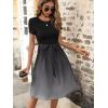 imageSweatyRocks Womens Graphic Short Sleeve Belted Mini Dress A Line Flared Skater DressesOmbre Black