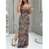 imageSweatyRocks Womens Leopard Print Maxi Dress Split Thigh Sleeveless Cami DressesMulticolor