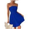 imageSweatyRocks Womens Sleeveless Strapless A Line Short Dress Tube Flared Hem Mini DressesBlue