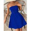 imageSweatyRocks Womens Sleeveless Strapless A Line Short Dress Tube Flared Hem Mini DressesBlue