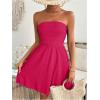 imageSweatyRocks Womens Sleeveless Strapless A Line Short Dress Tube Flared Hem Mini DressesHot Pink