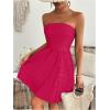 imageSweatyRocks Womens Sleeveless Strapless A Line Short Dress Tube Flared Hem Mini DressesHot Pink