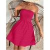 imageSweatyRocks Womens Sleeveless Strapless A Line Short Dress Tube Flared Hem Mini DressesHot Pink