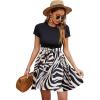 imageSweatyRocks Womens Graphic Short Sleeve Belted Mini Dress A Line Flared Skater DressesBeige Stripe