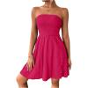 imageSweatyRocks Womens Sleeveless Strapless A Line Short Dress Tube Flared Hem Mini DressesHot Pink