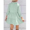 imageSweatyRocks Womens 34 Sleeve V Neck Collar Striped Dress Casual A Line Ruffle Hem Mini DressesGreen