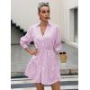 imageSweatyRocks Womens 34 Sleeve V Neck Collar Striped Dress Casual A Line Ruffle Hem Mini DressesPink