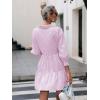 imageSweatyRocks Womens 34 Sleeve V Neck Collar Striped Dress Casual A Line Ruffle Hem Mini DressesPink