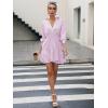 imageSweatyRocks Womens 34 Sleeve V Neck Collar Striped Dress Casual A Line Ruffle Hem Mini DressesPink