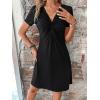 imageSweatyRocks Womens Casual Short Sleeve V Neck Tee Shirt Dress Twist Front A Line Short DressesBlack