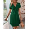 imageSweatyRocks Womens Casual Short Sleeve V Neck Tee Shirt Dress Twist Front A Line Short DressesDark Green
