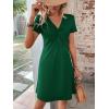 imageSweatyRocks Womens Casual Short Sleeve V Neck Tee Shirt Dress Twist Front A Line Short DressesDark Green
